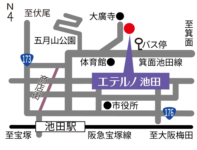 エテルノ池田の簡易マップ