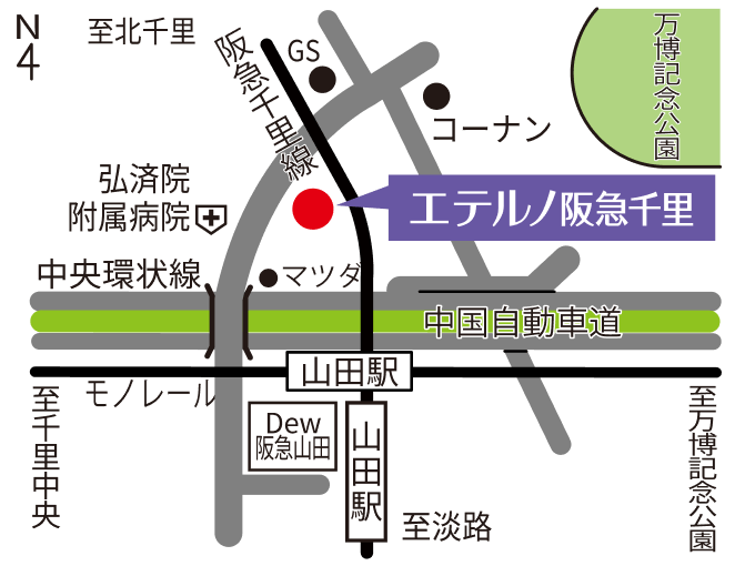 エテルノ阪急千里の簡易マップ
