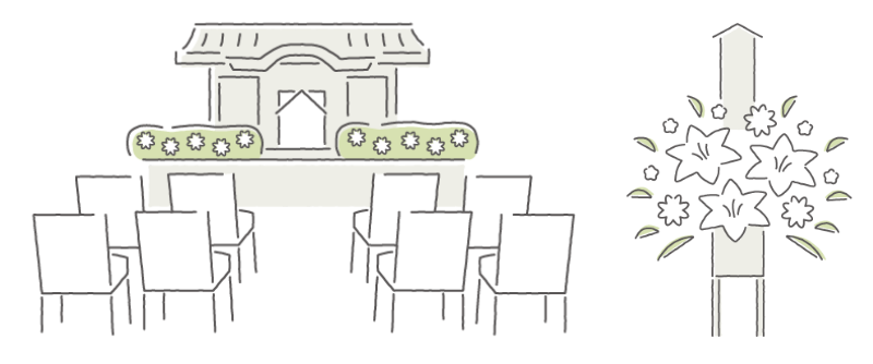 式場と供花のイメージ